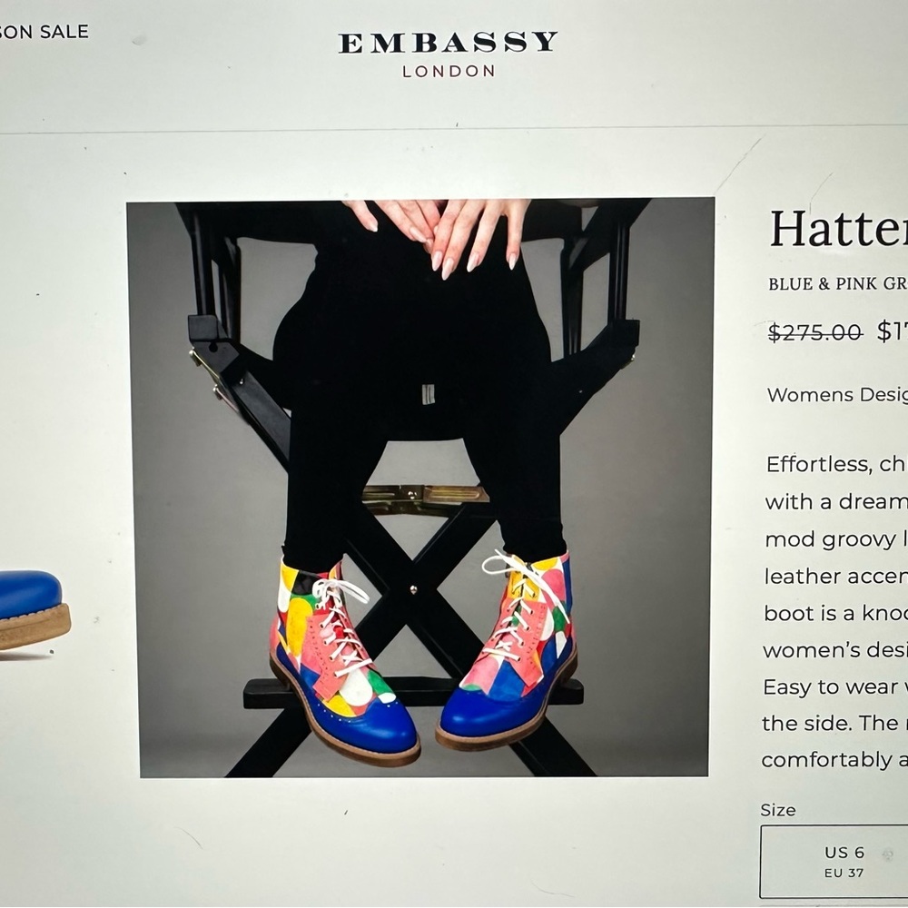 Embassy London “Hatter” Women's Colorful Ankle Boots. NEW